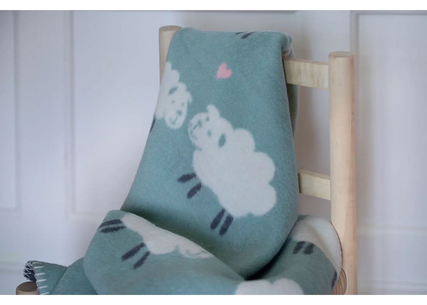 Cotton Plush Blanket - Sheep (Light Green)