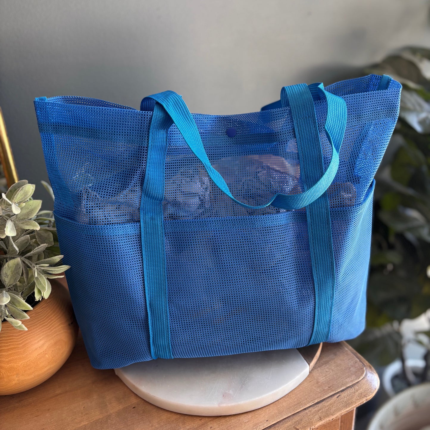 Mesh Tote Bag - Blue