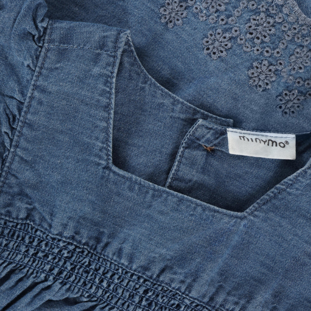 Ruffle Sleeve Chambray Dress