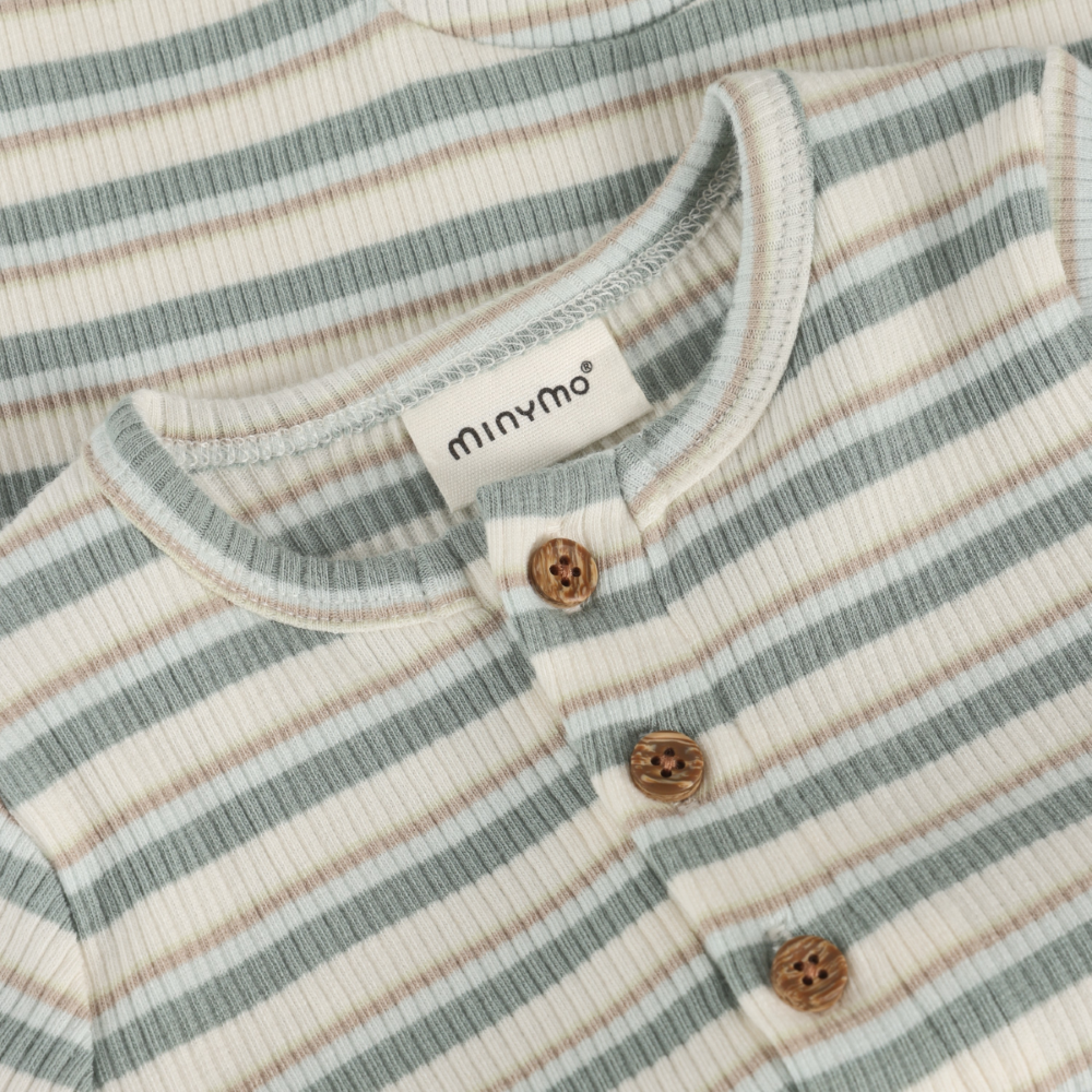 Short Sleeve Romper - Green Stripe