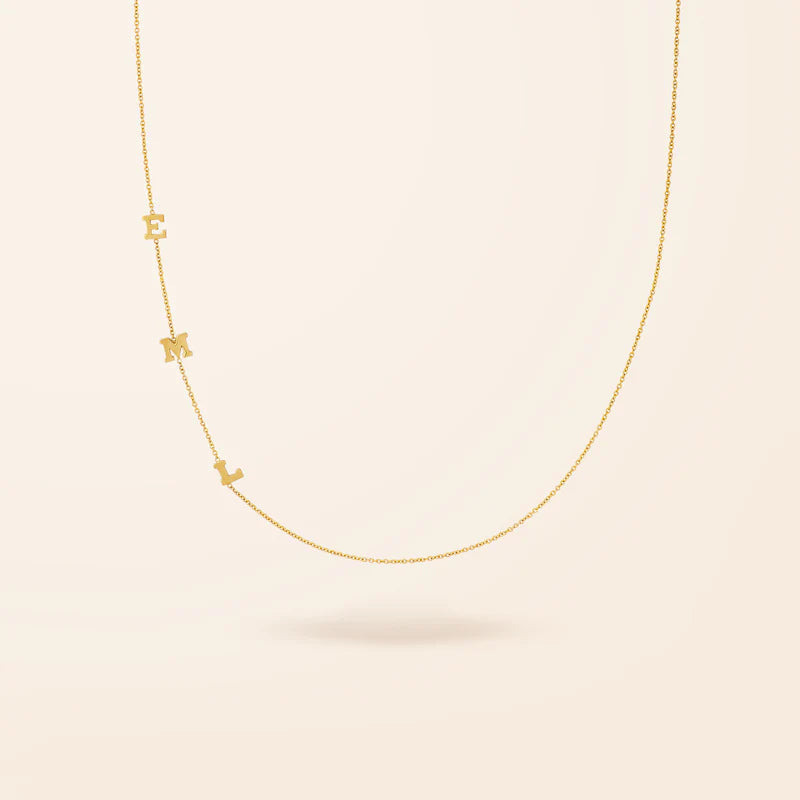14K Gold Asymmetrical Initial Necklace