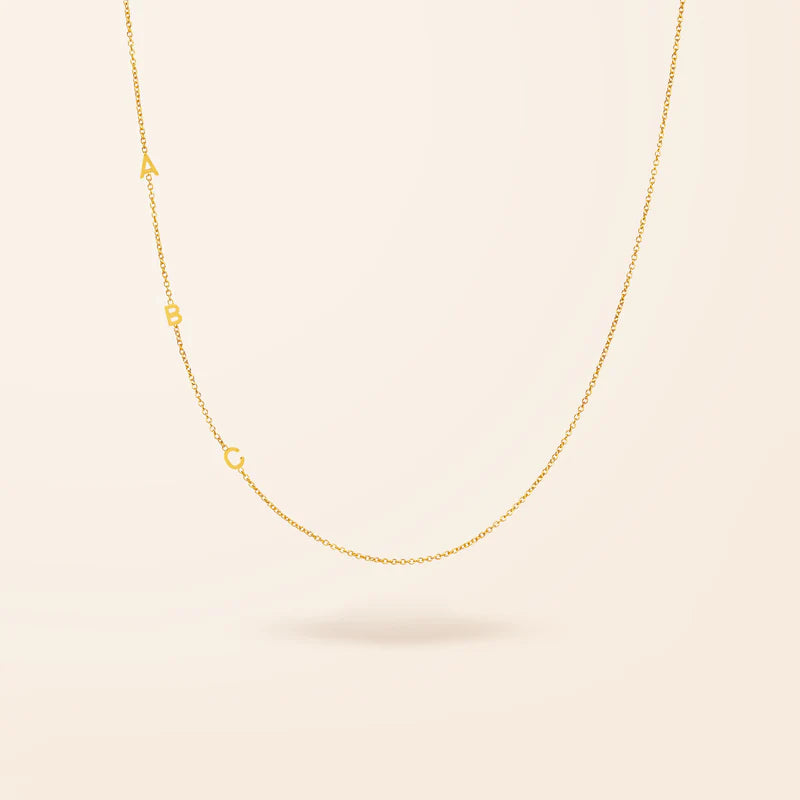 14K Gold Asymmetrical Mini Initial Necklace