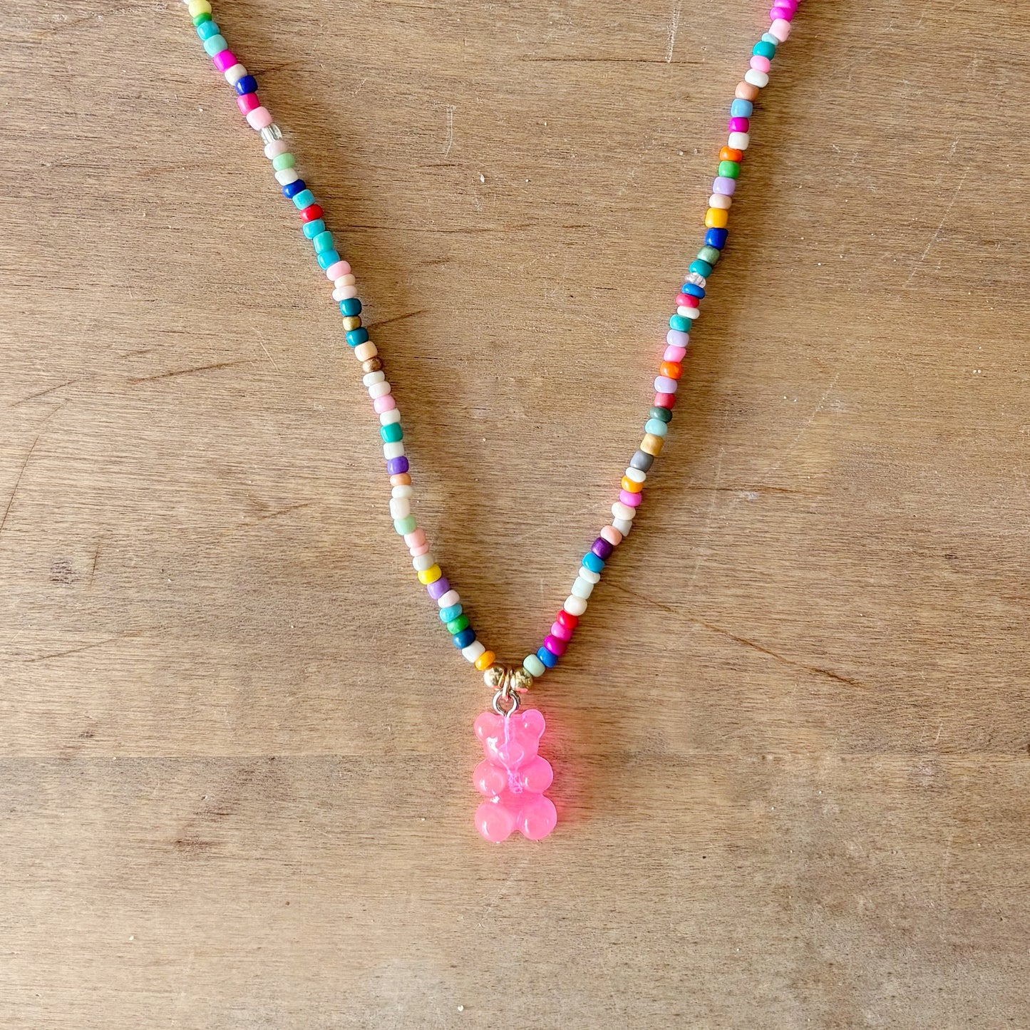 Gummy Bear Bead Necklace - Pink