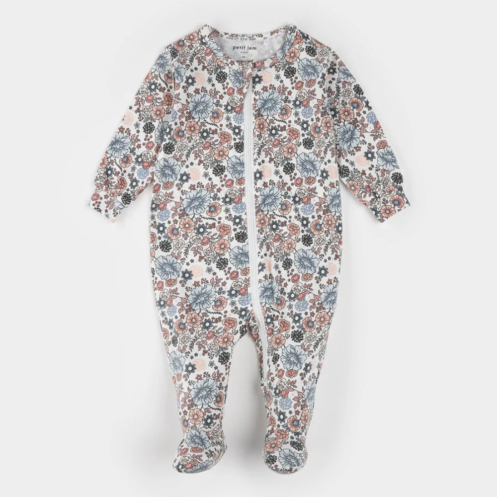 Jersey Footed Sleeper - Vintage Floral