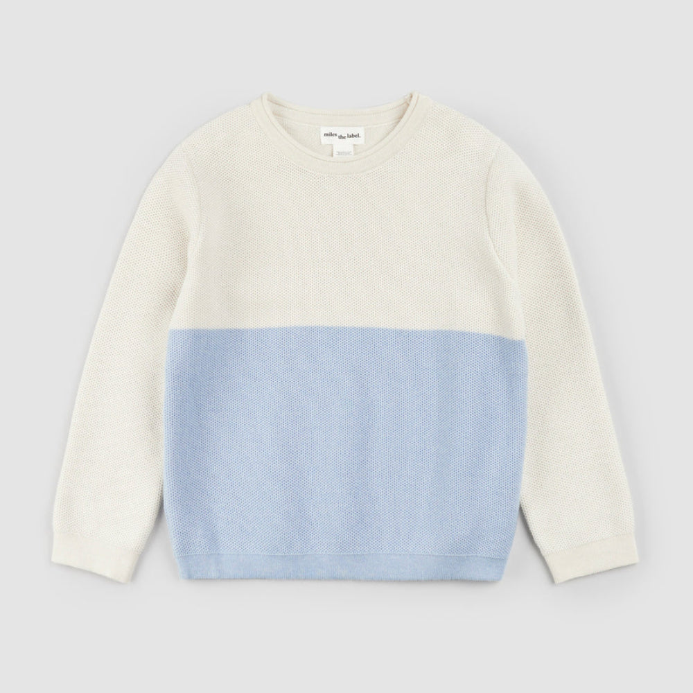 Honeycomb Sweater - Cream and Blue