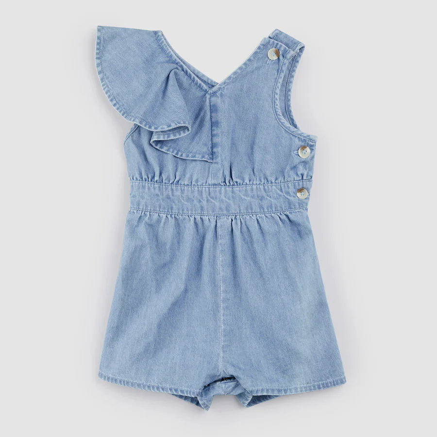 Sky Ruffle Romper - Chambray