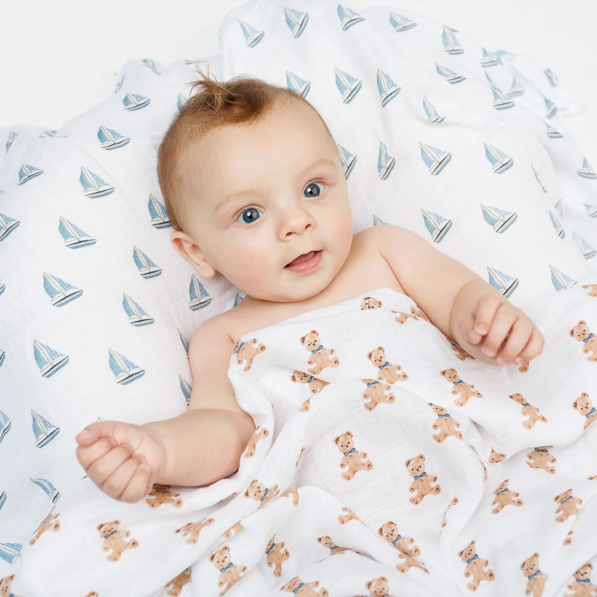 Cotton Muslin Swaddle - Sailboat