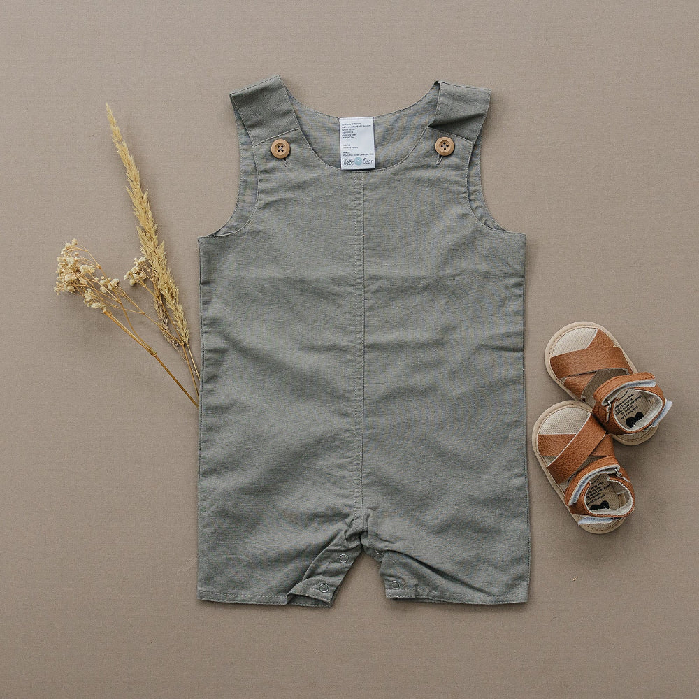 Sleeveless Linen Romper - Grey