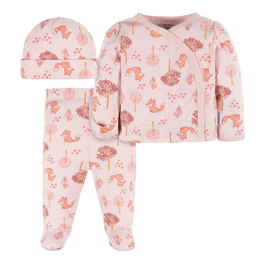 Two Piece Baby Set - Pink Foxes