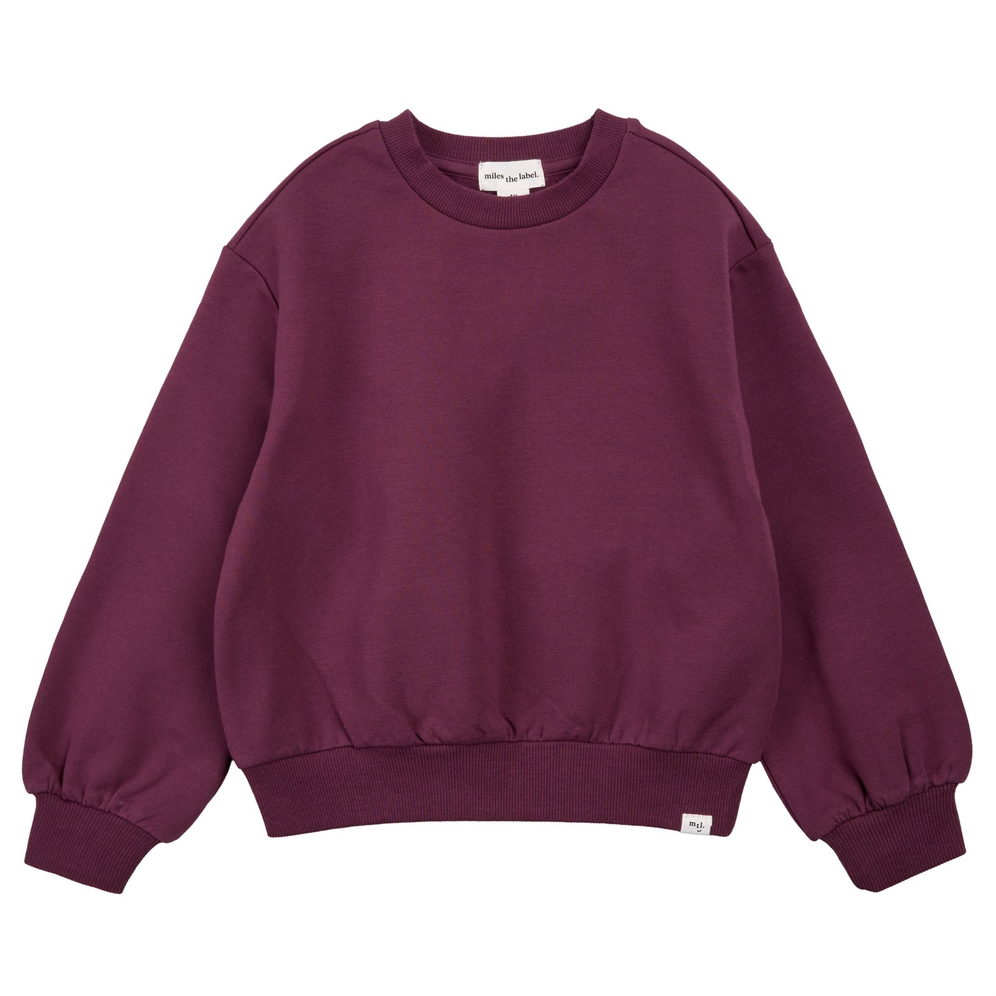 Puffy Sleeve Cotton Fleece Sweatshirt - Plum