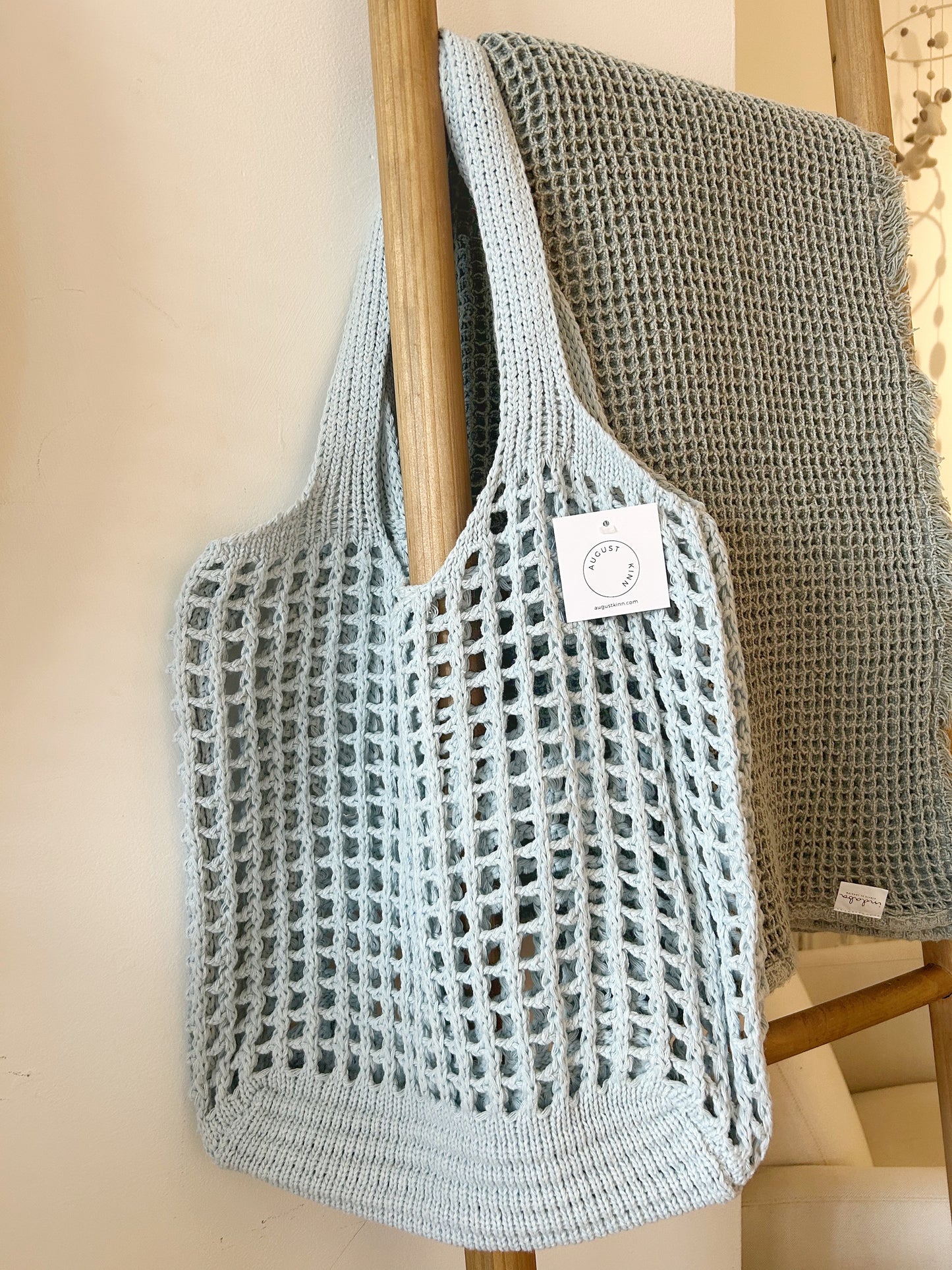 Crochet Tote Bag - Blue