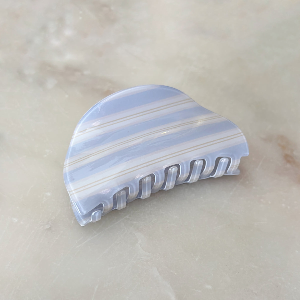 Half-Moon Hair Clip - Periwinkle Stripes