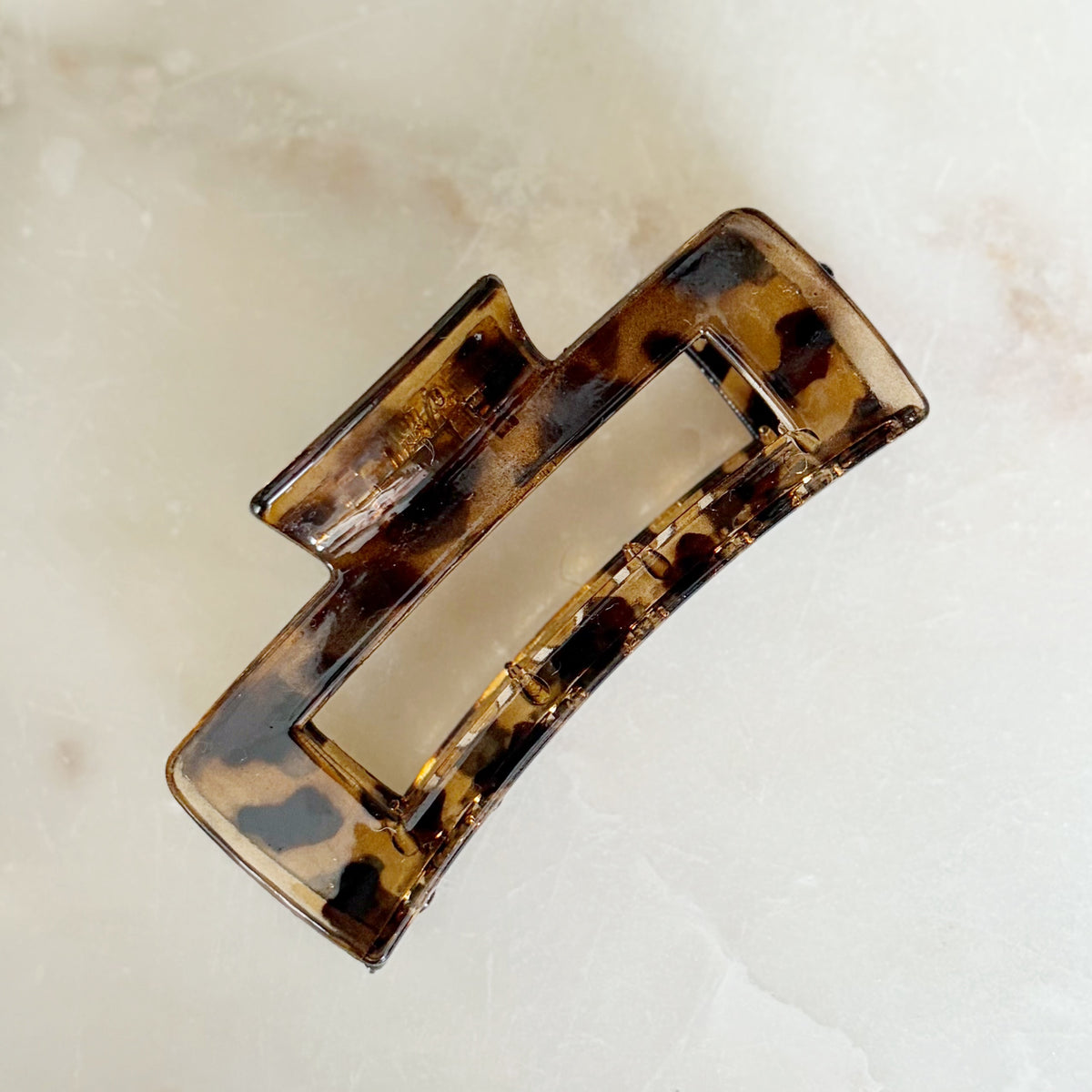 Large Hair Clip - Clear Leopard Rectangle