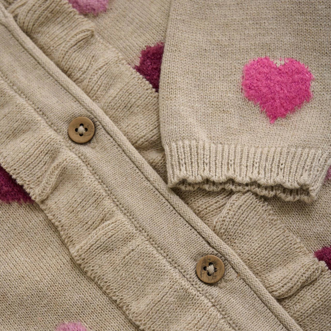 Heart Cardigan - Beige Melange