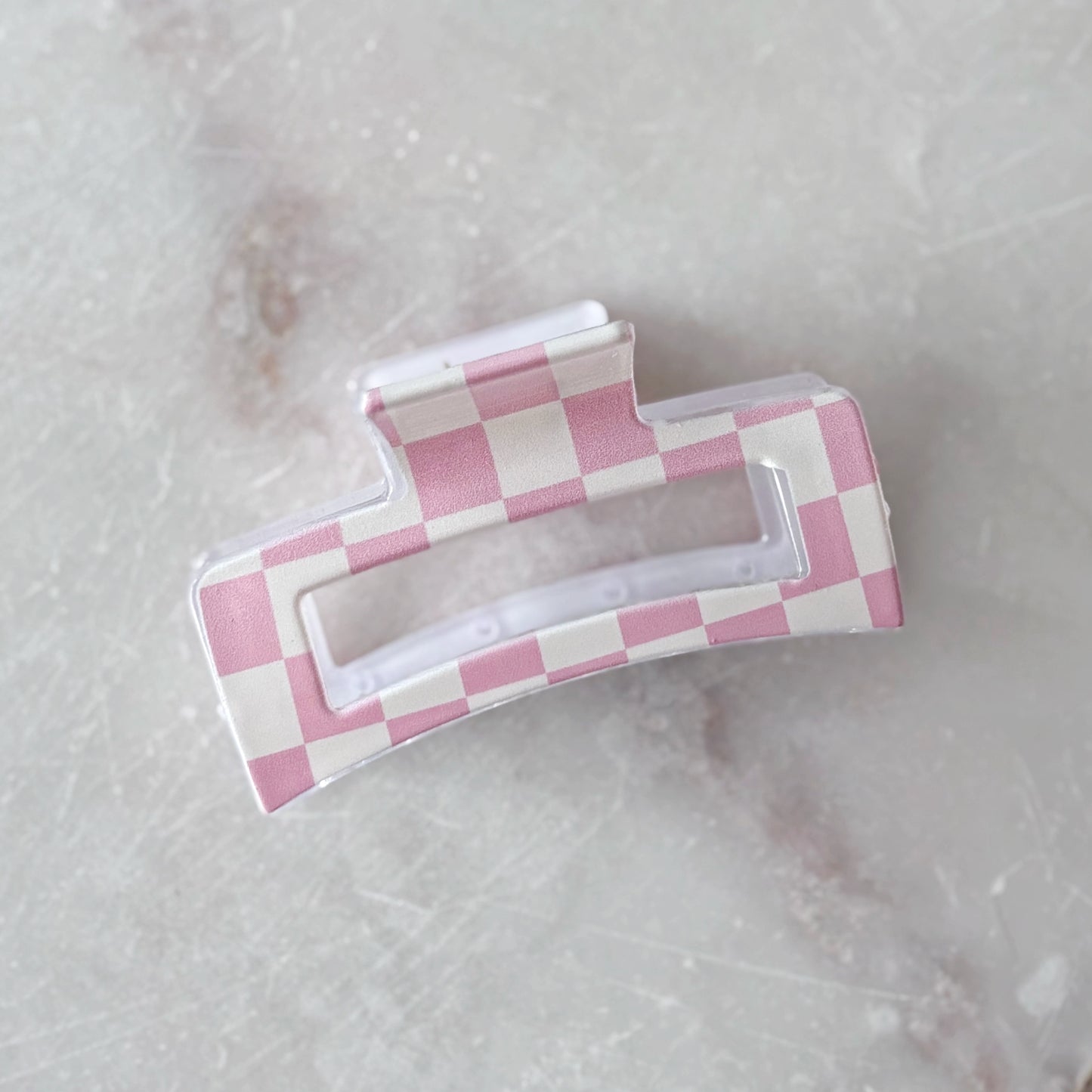 Large Claw Clip - Checkered Pink
