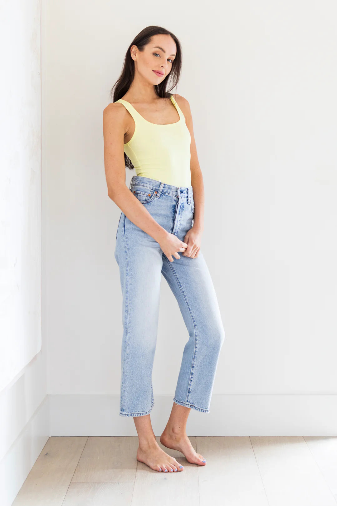 Hannah Square Neck Body Suit - Lemoncello