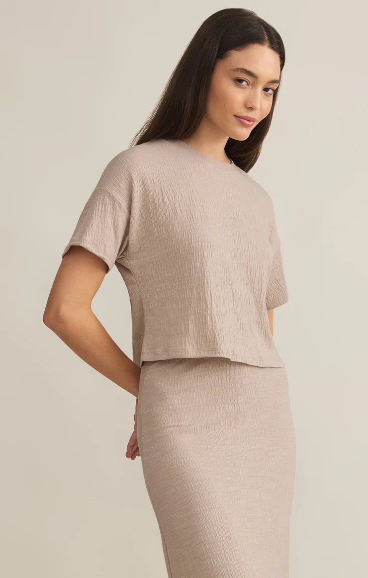 Sway Textured Cropped Tee - Parchment