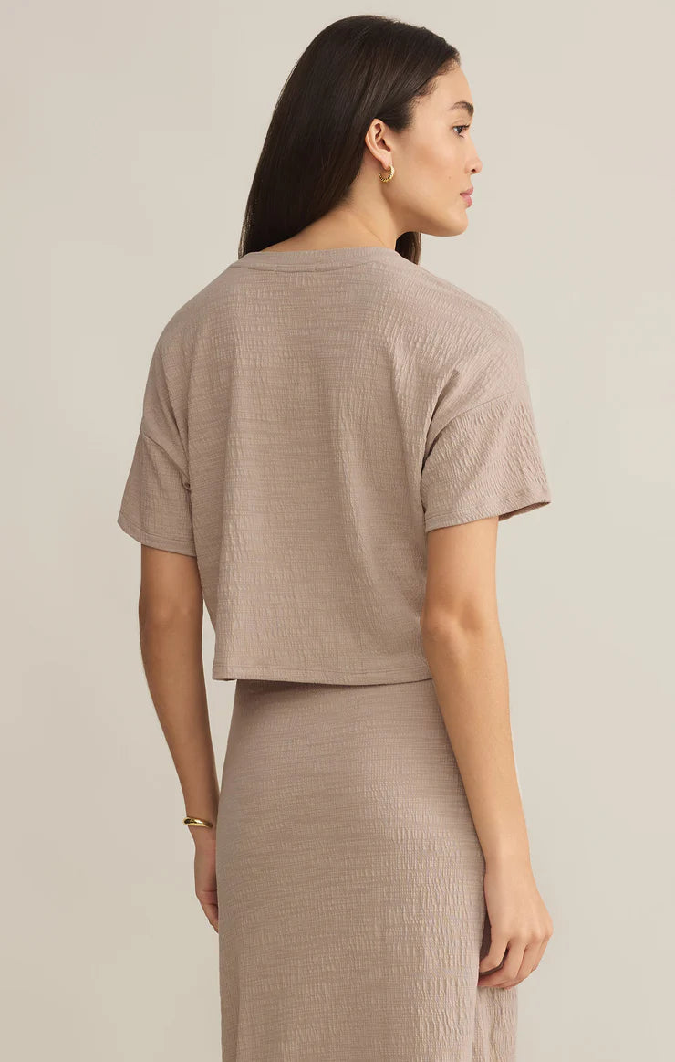 Sway Textured Cropped Tee - Parchment