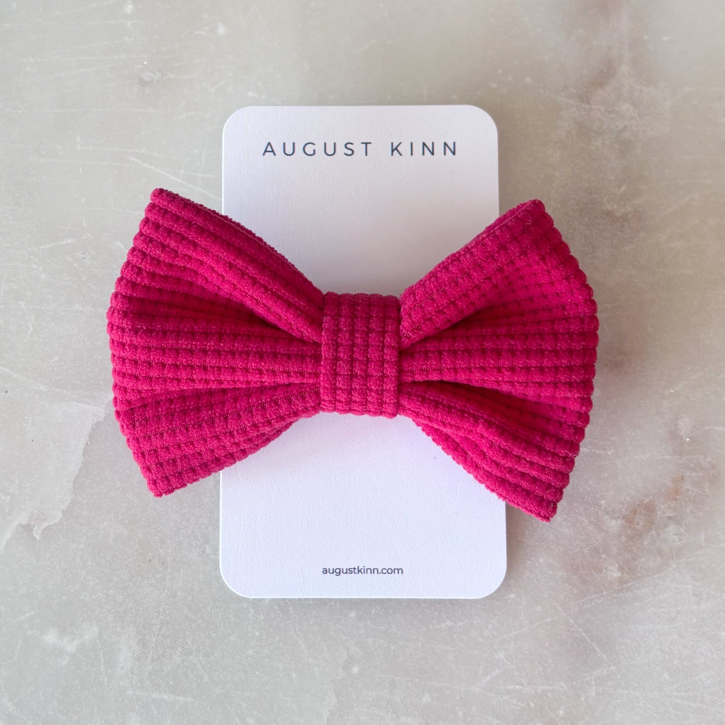 Waffle Bow Stretch Headband - Cranberry