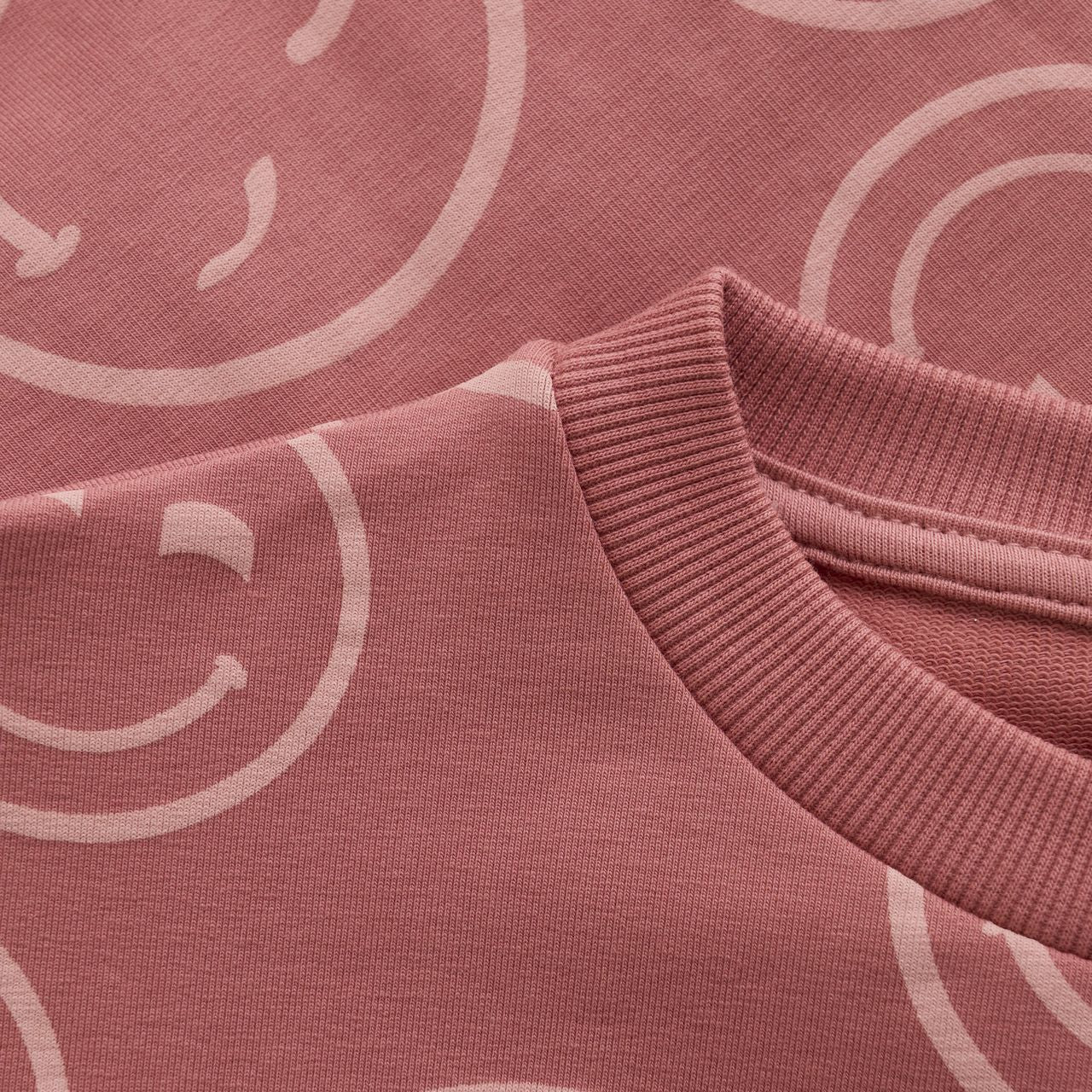Smiley Face Sweatshirt - Withered Rose