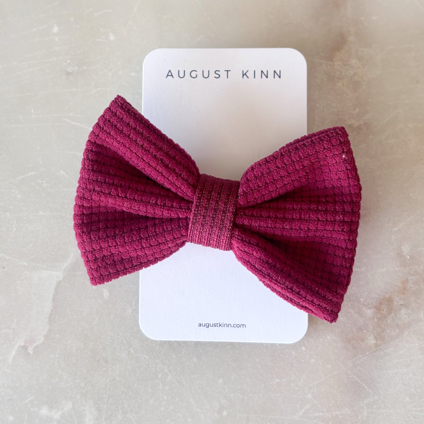 Waffle Bow Stretch Headband - Ruby