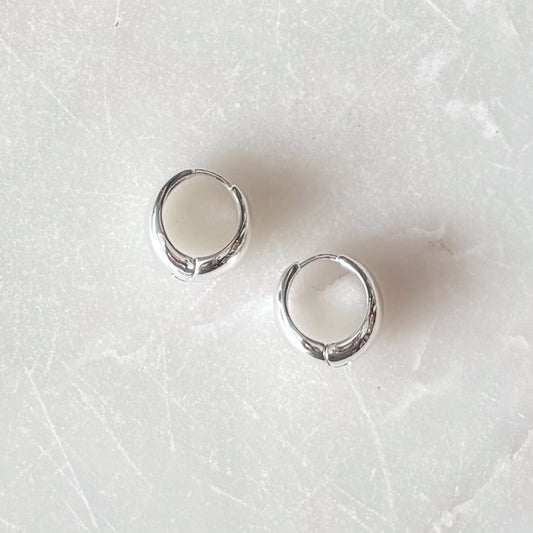 Silver Tapered Hoop Earrings