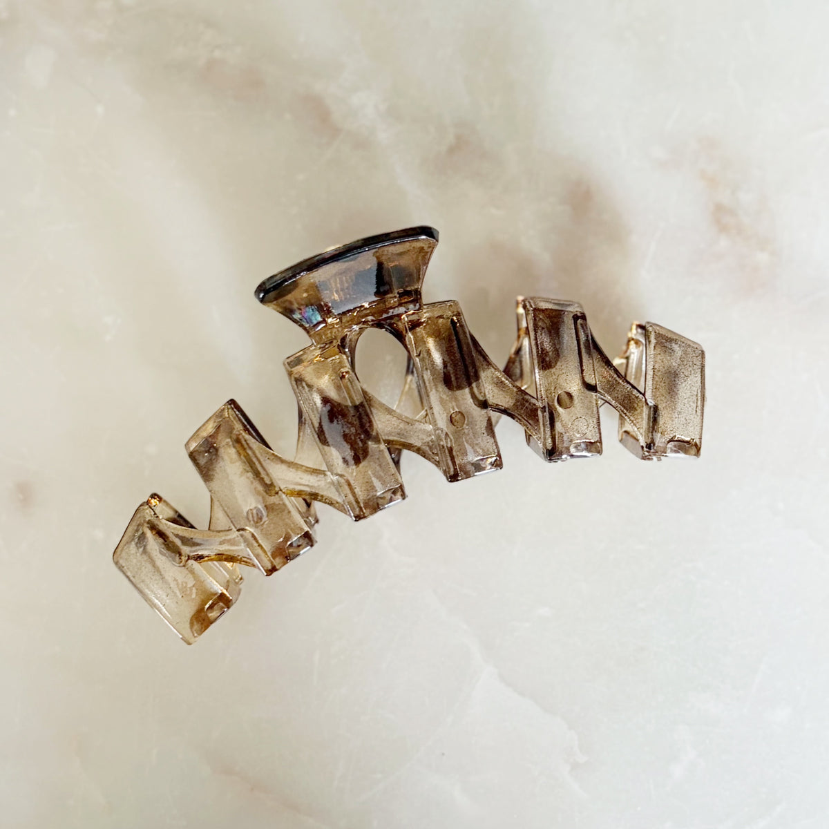 Large Hair Clip - Clear Leopard Zig Zag