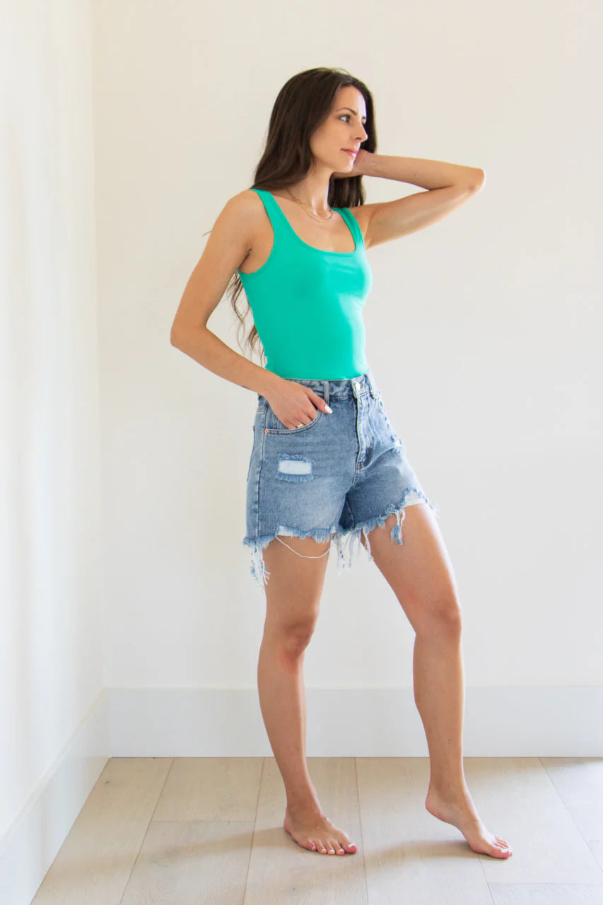 Hannah Square Neck Body Suit - Green