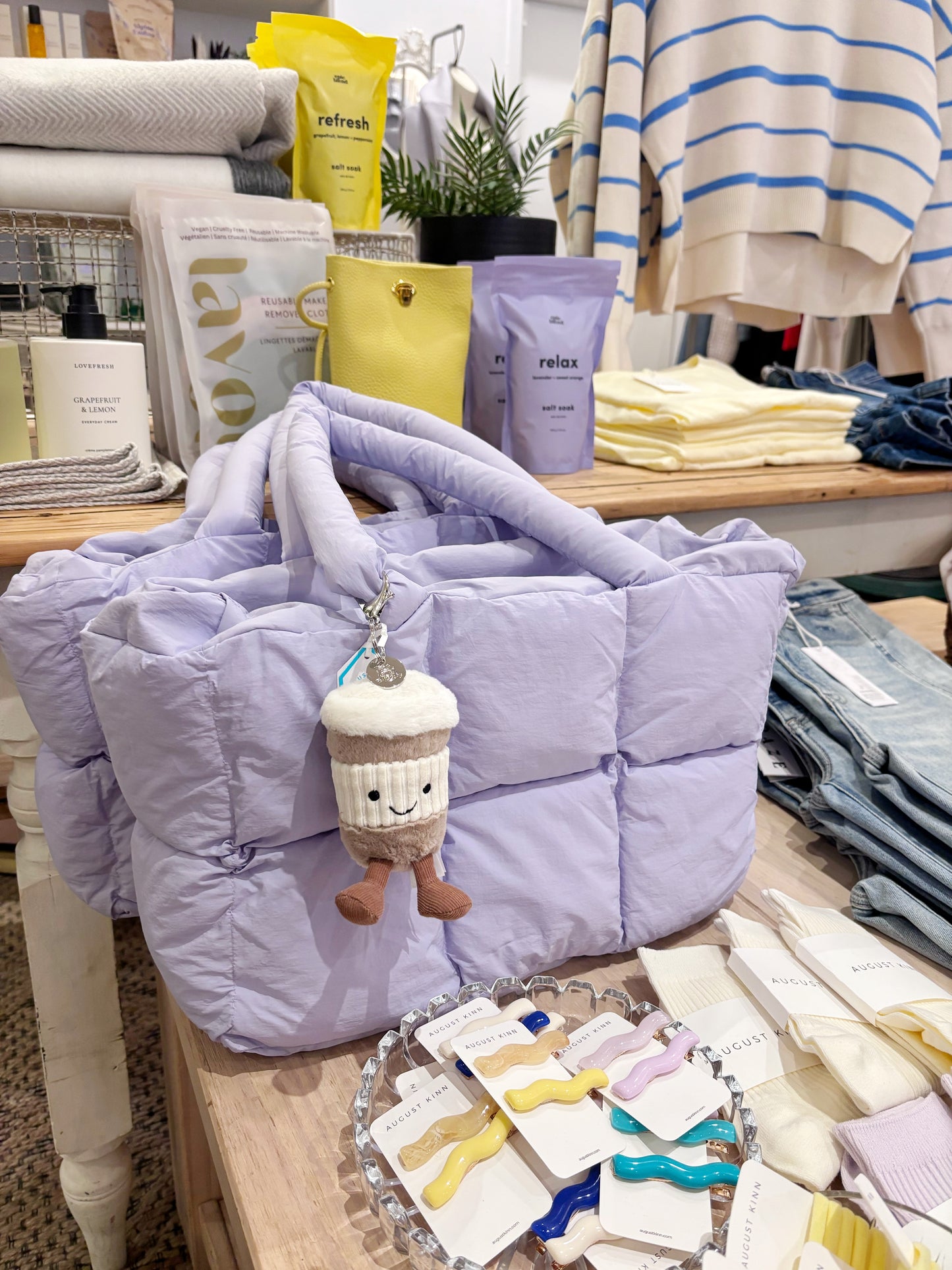 Puffer Tote Bag - Lilac