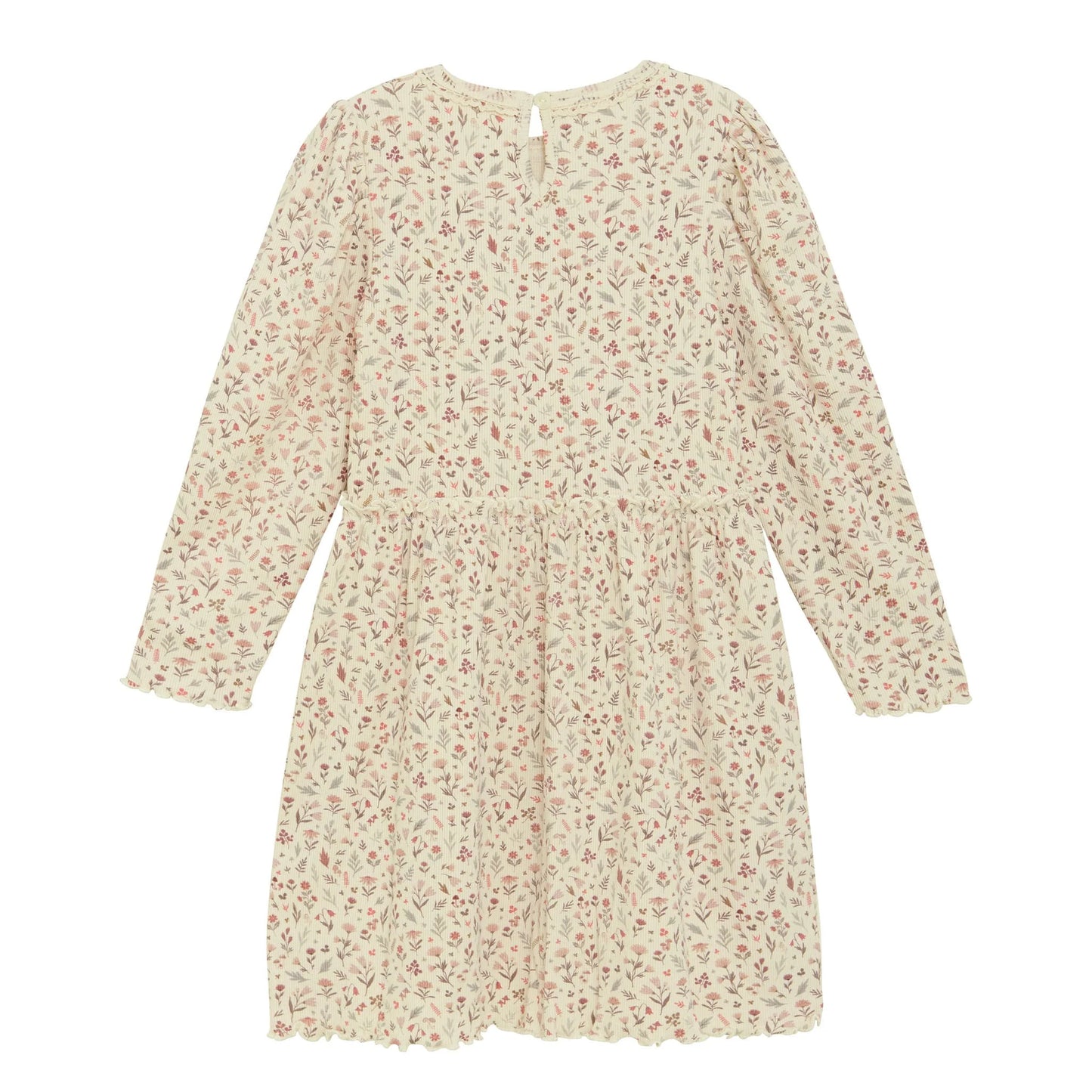 Ribbed Dress - Cream Floral