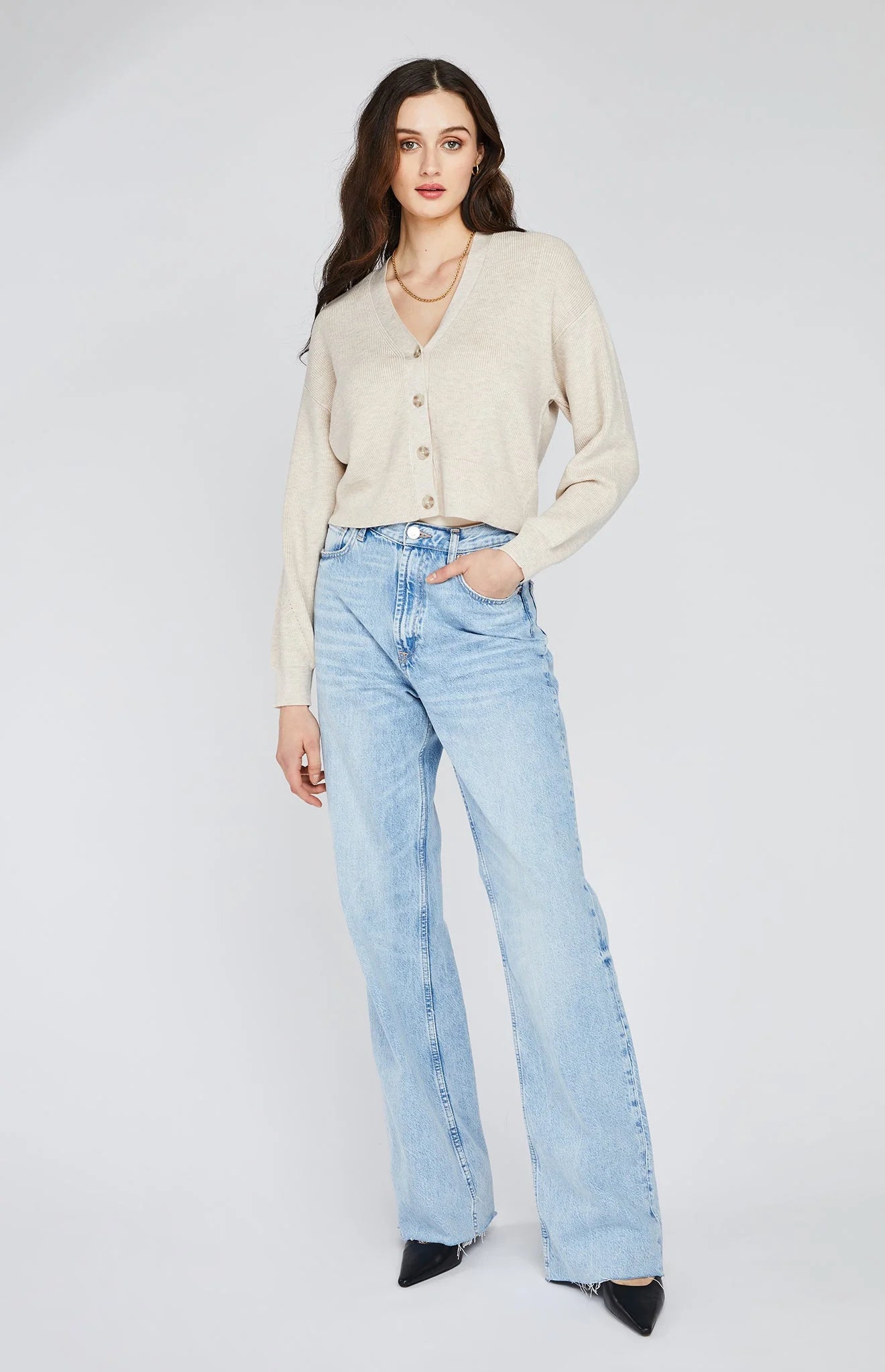 Orville Cardigan - Heather Oatmeal