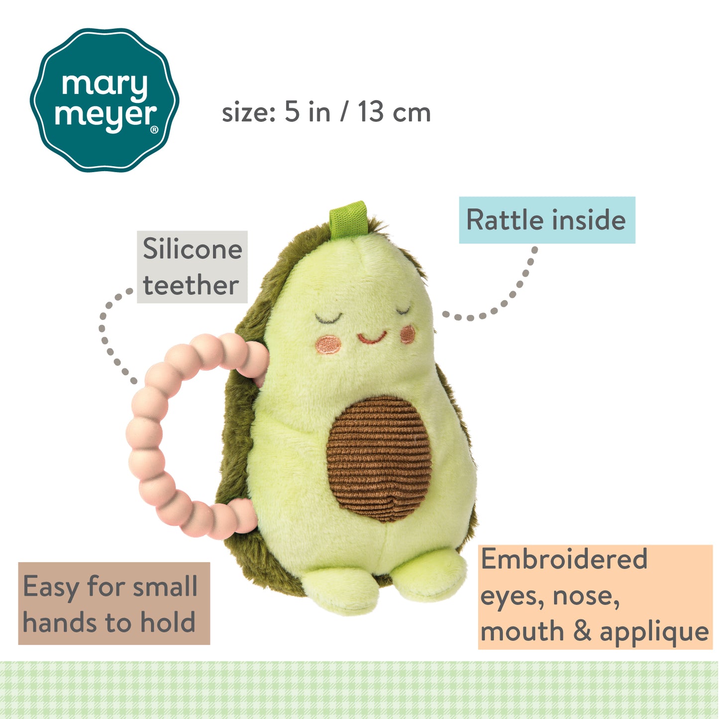 Teether Rattle - Avocado