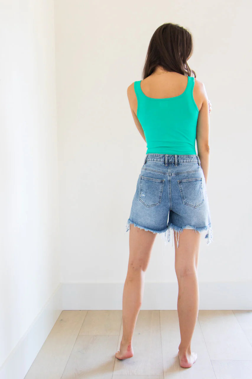 Hannah Square Neck Body Suit - Green