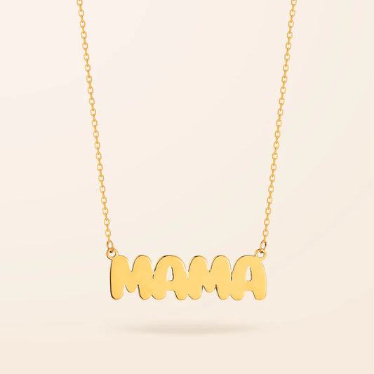14K Gold Bubble MAMA Necklace