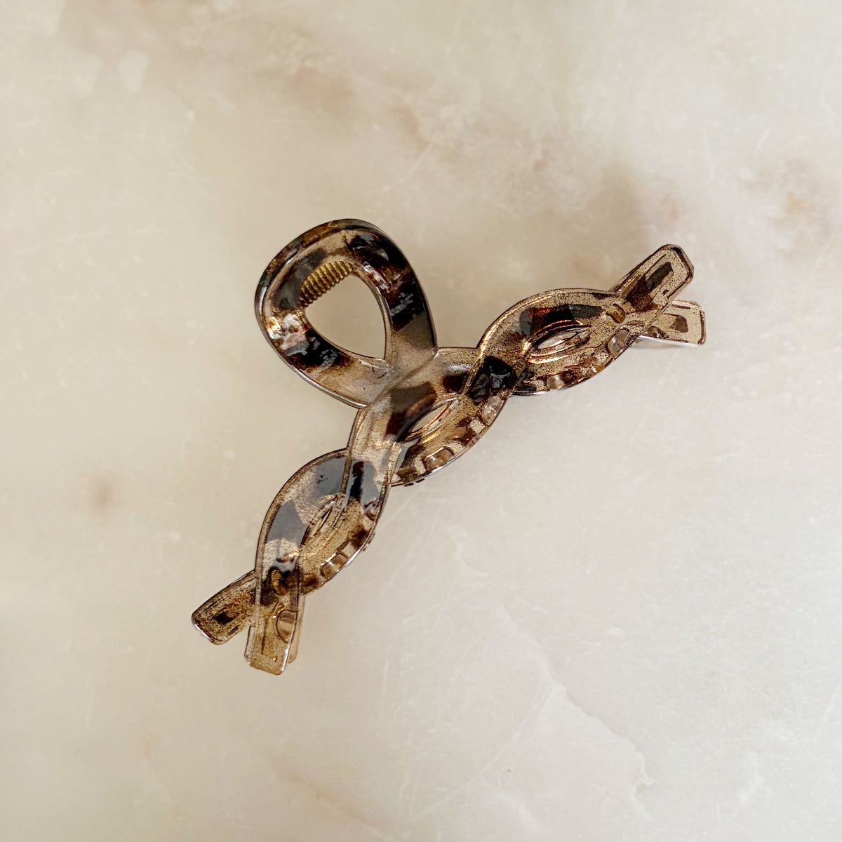 Large Hair Clip - Clear Leopard Twist