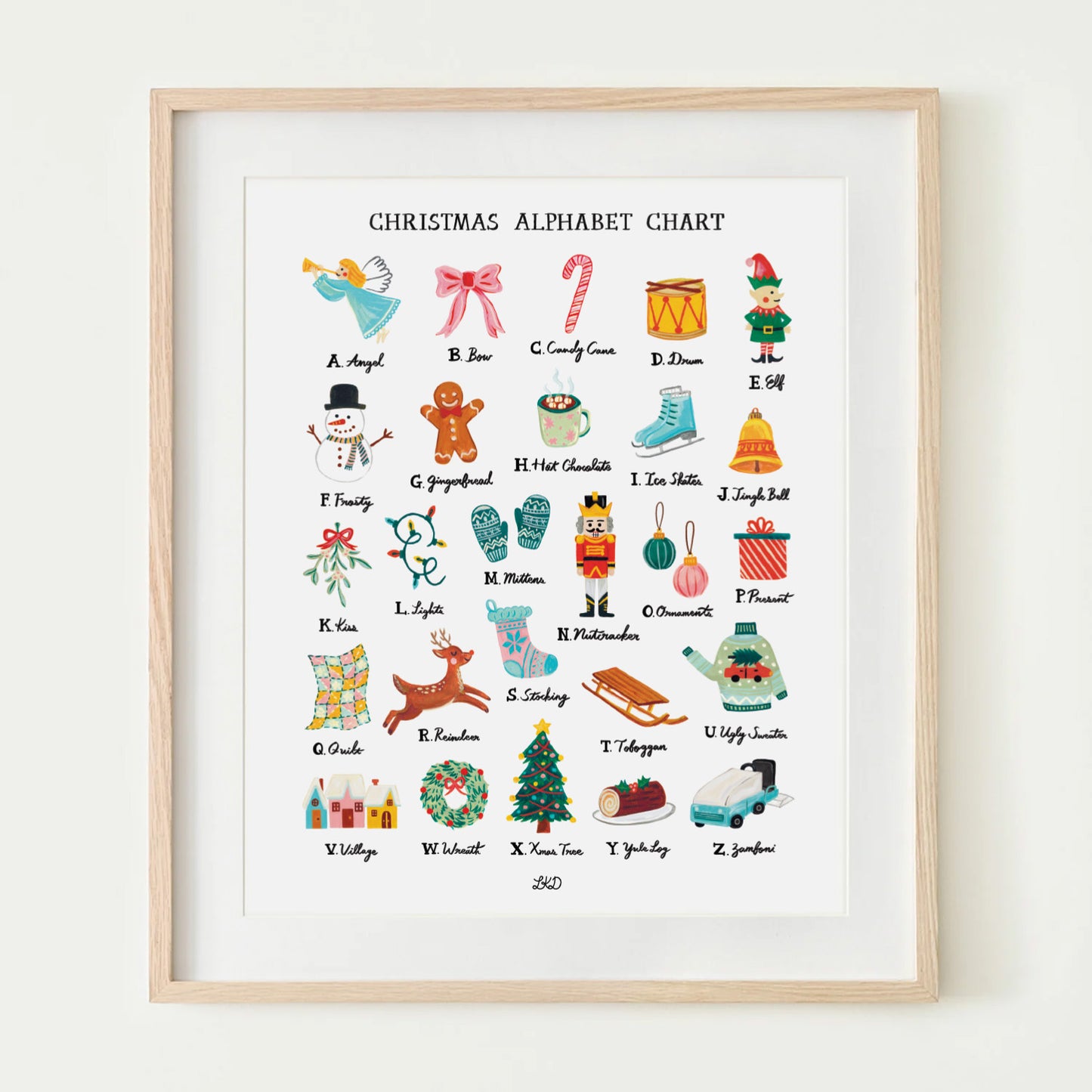Art Print - Christmas Alphabet Chart
