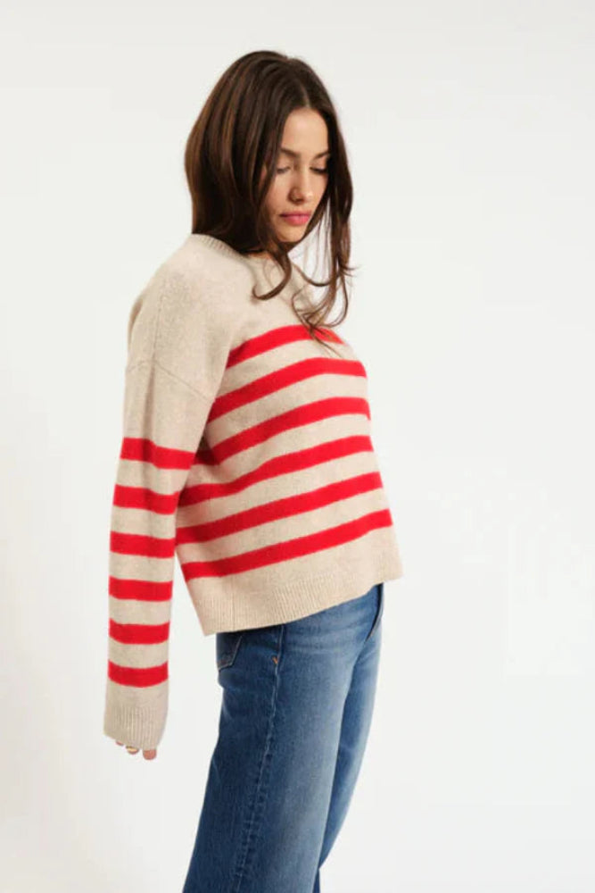 Carlyle Everyday Crewneck Sweater - Red Out Stripe