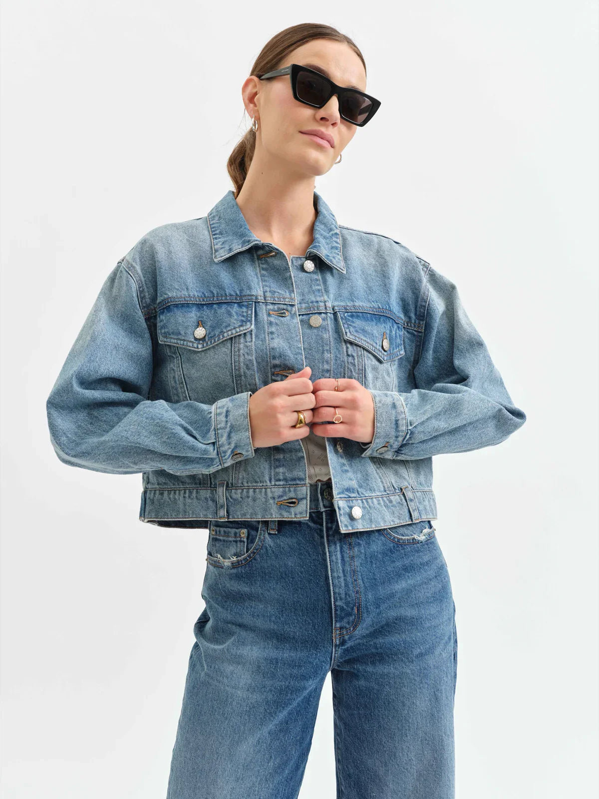 Bestie Cropped Denim Jacket - Caught Up