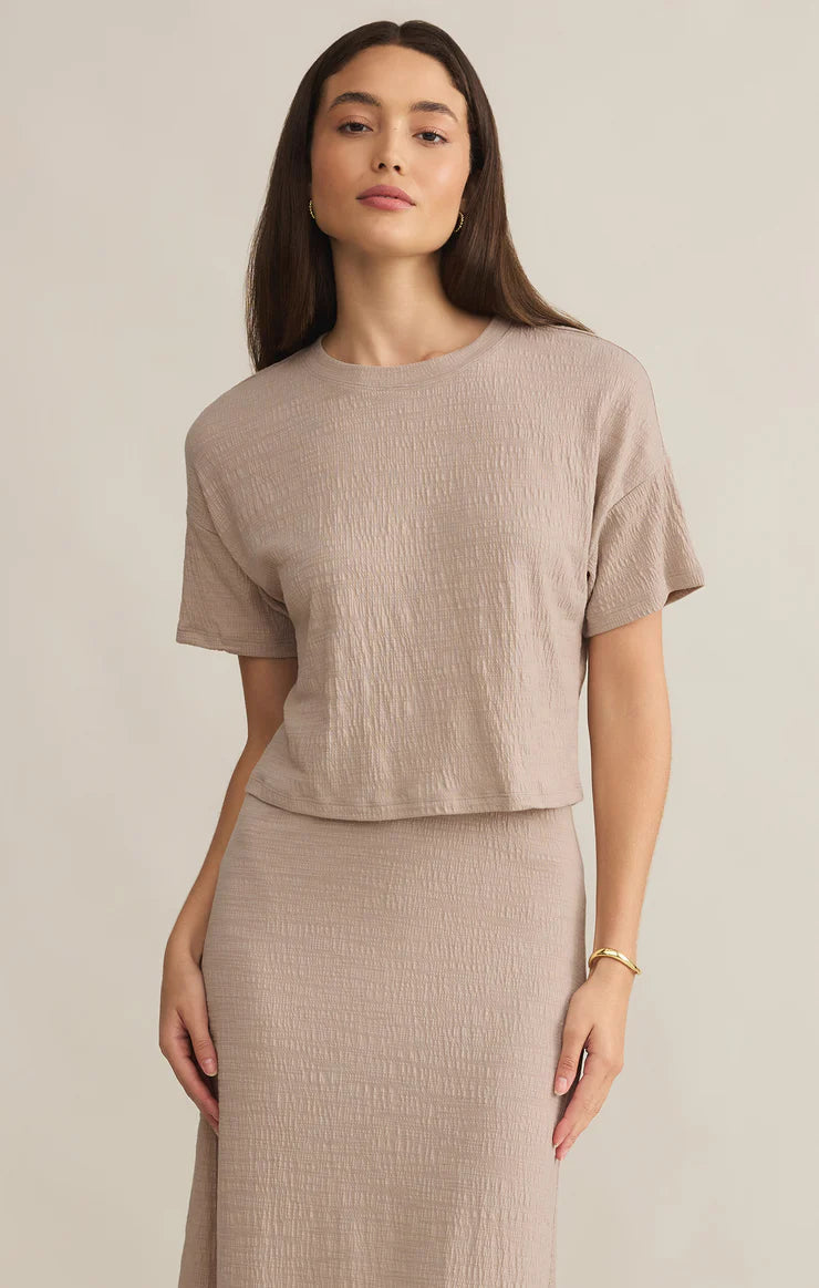 Sway Textured Cropped Tee - Parchment