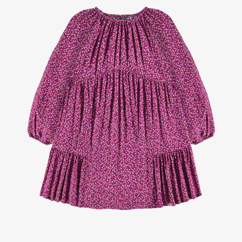 Purple Floral Print Dress