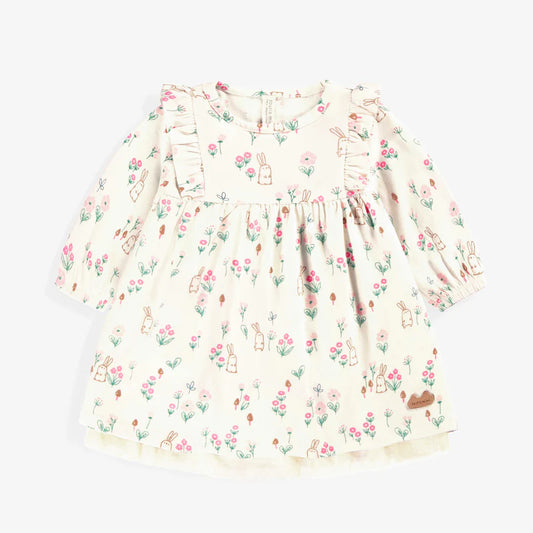 Flowers and Bunnies Cream Dress