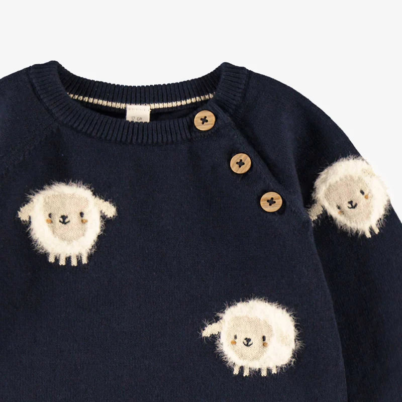 Navy Sheep Knit Romper