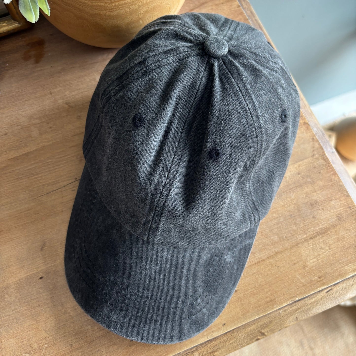 Washed Denim Baseball Cap - Washed Black
