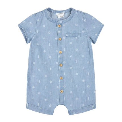 Denim Shorts Romper - Ahoy