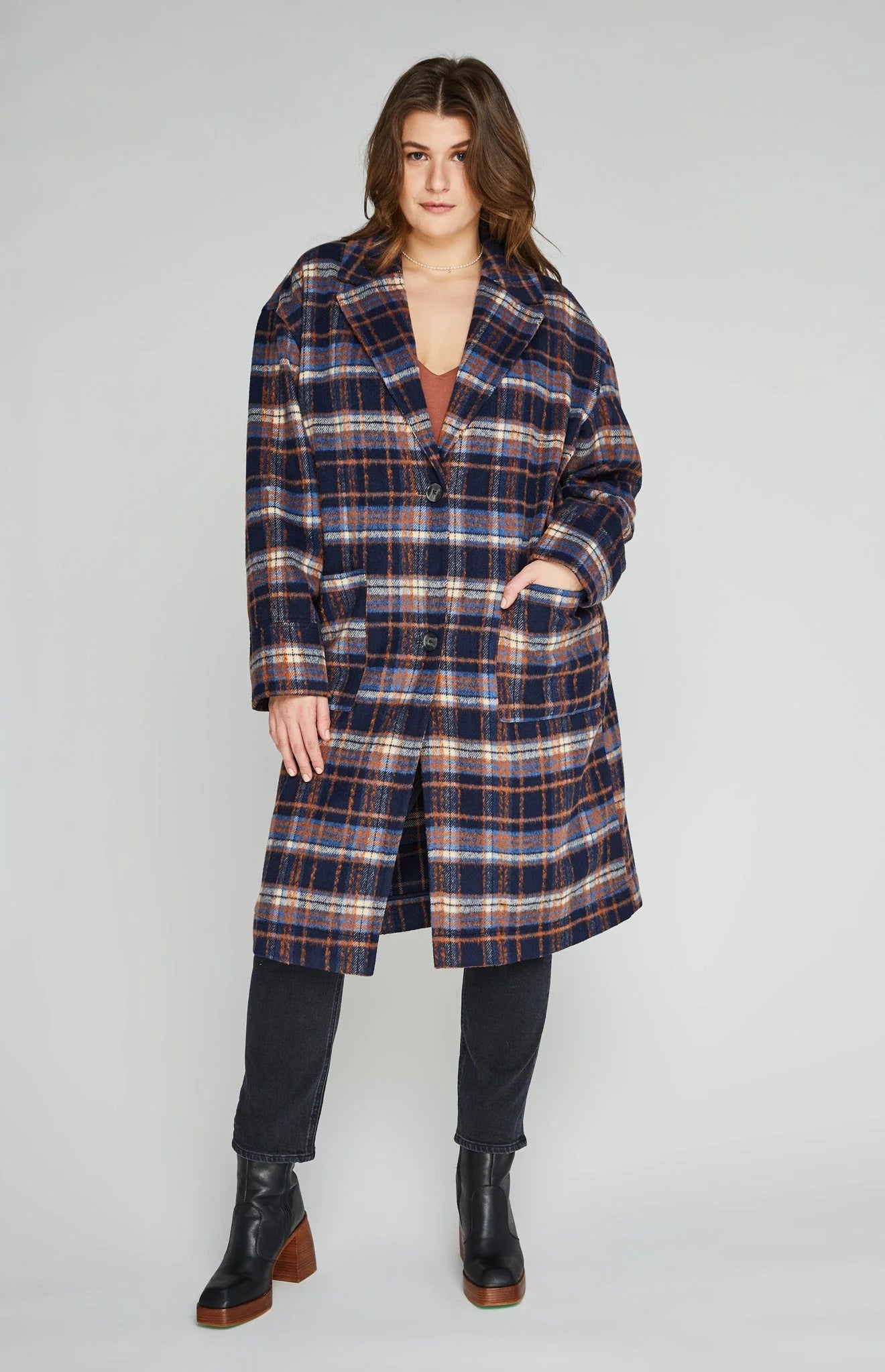 Ezra Coat - Navy Plaid