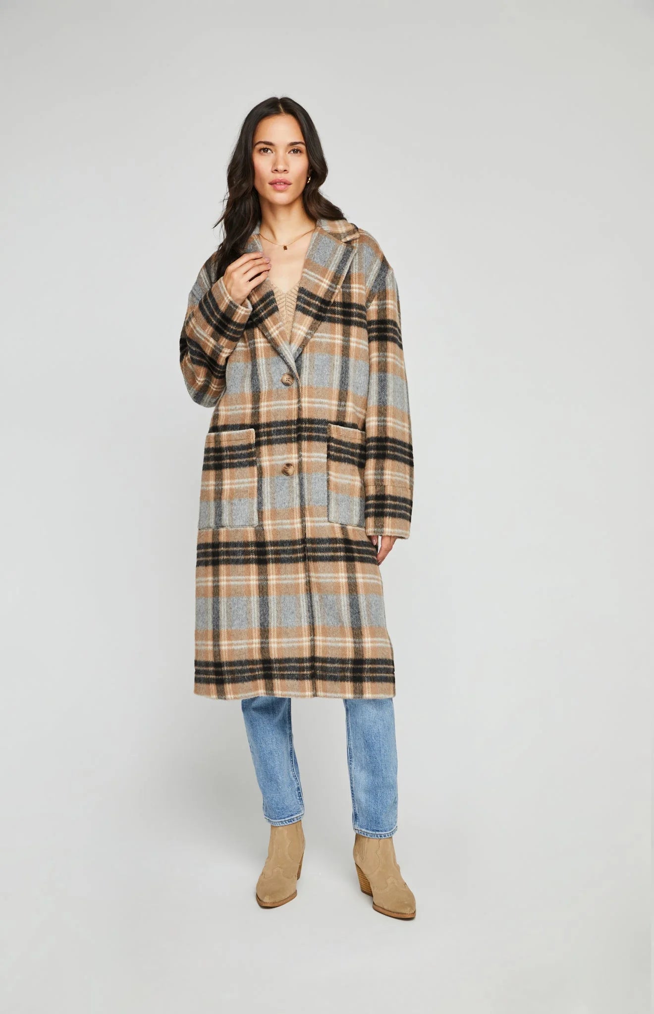 Ezra Coat - Sand Plaid