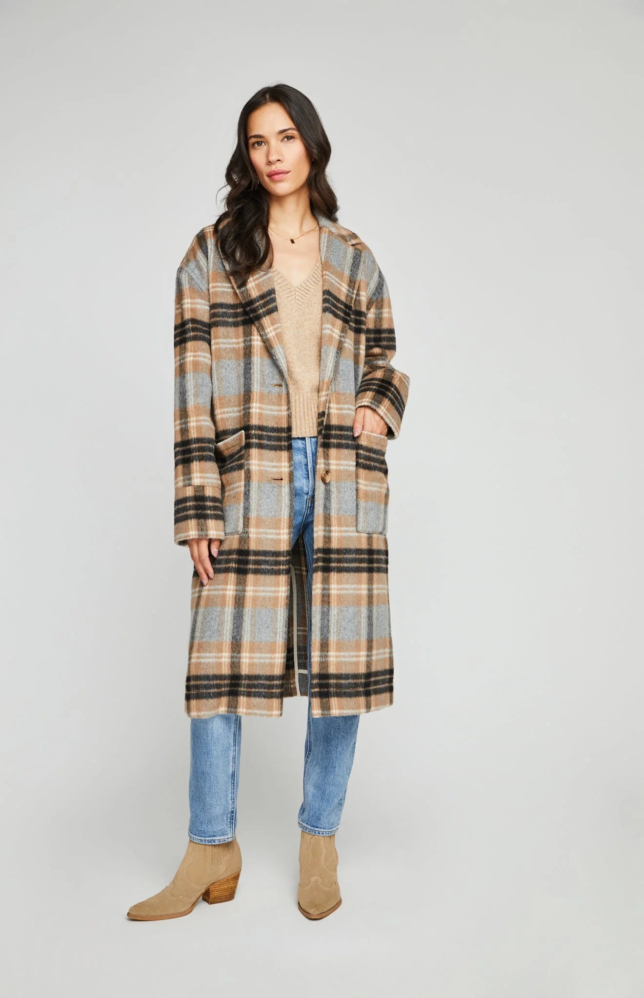 Ezra Coat - Sand Plaid
