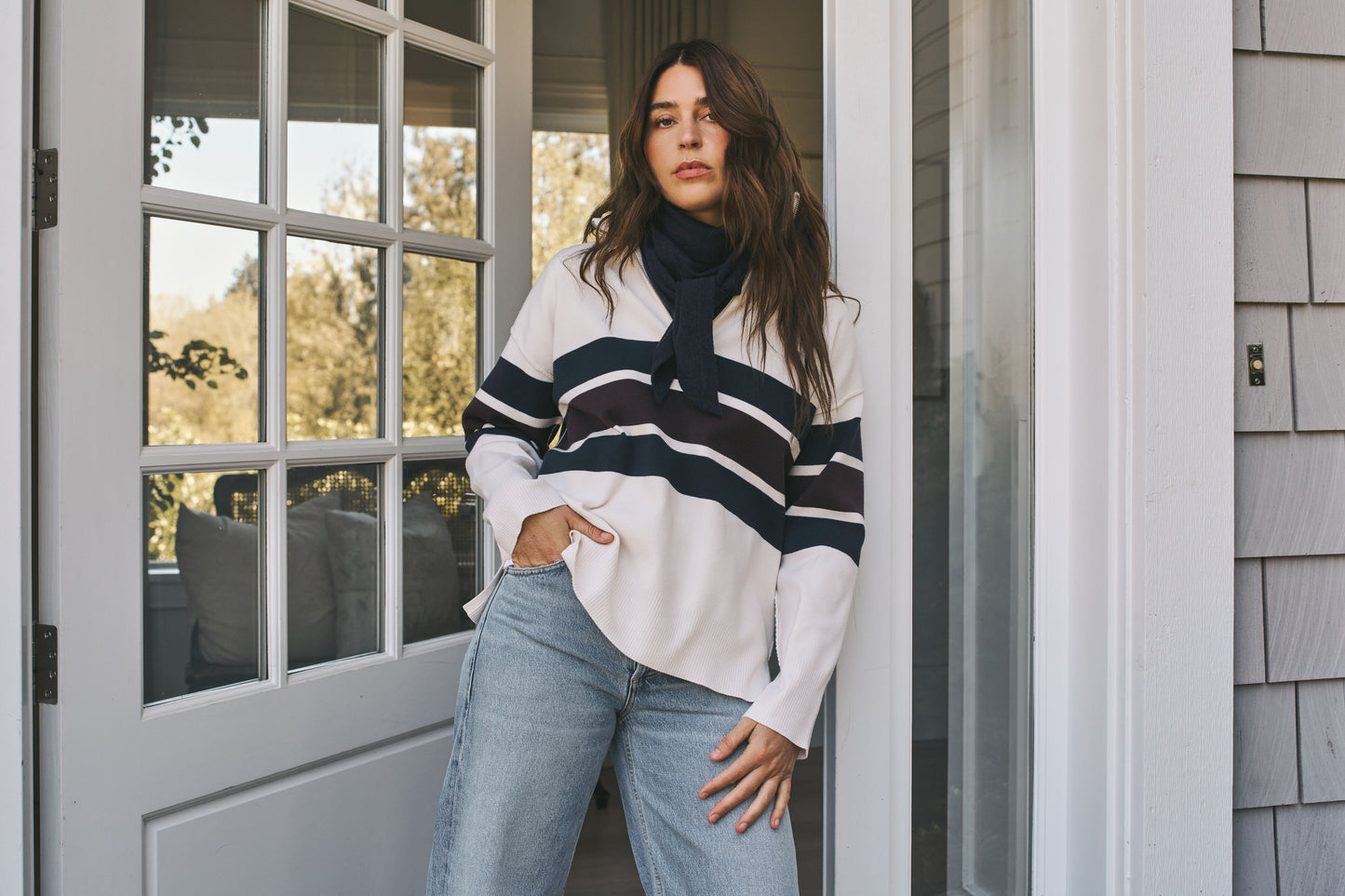Idris Striped Sweater - Cream Stripe