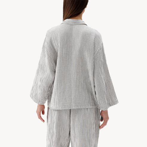 Crinkle Shirt Blouse - Stripe (O/S)