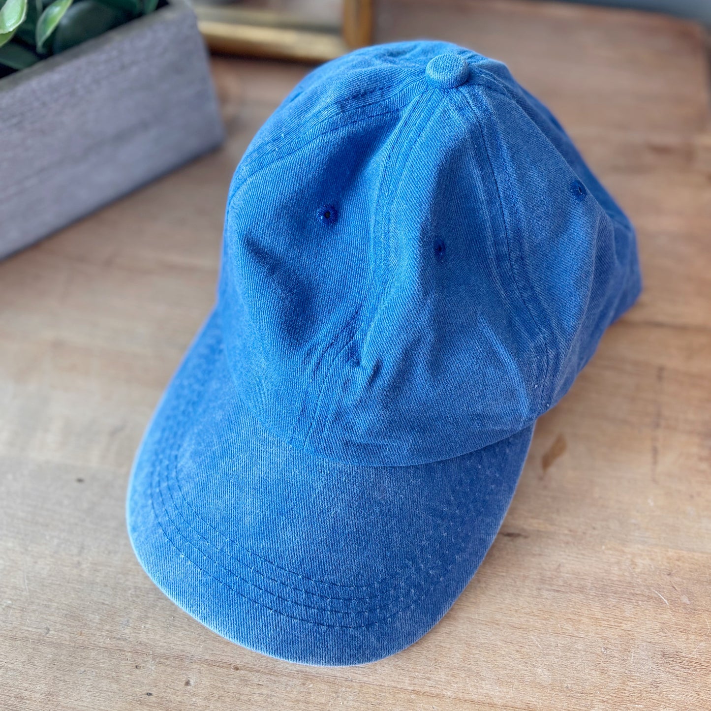 Washed Denim Baseball Cap - Bright Blue